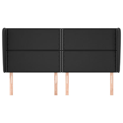 Čelo Postele Typu Ušák Černé 203X23X118/128 Cm Umělá Kůže