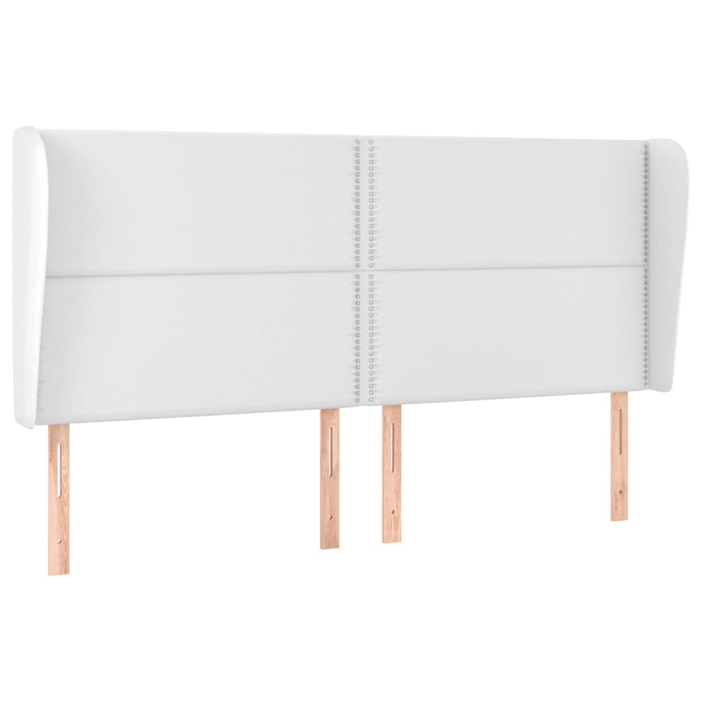Čelo Postele Typu Ušák Bílá 203X23X118/128 Cm Umělá Kůže