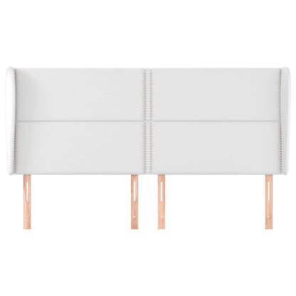 Čelo Postele Typu Ušák Bílá 203X23X118/128 Cm Umělá Kůže