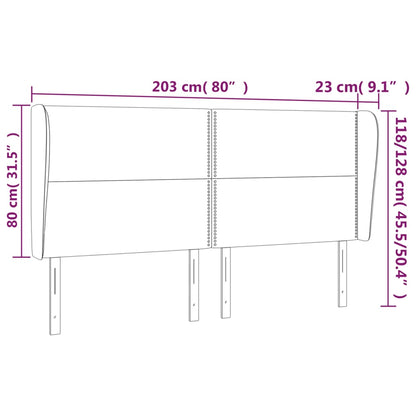 Čelo Postele Typu Ušák Bílá 203X23X118/128 Cm Umělá Kůže