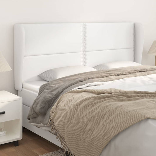 Čelo Postele Typu Ušák Bílá 203X23X118/128 Cm Umělá Kůže