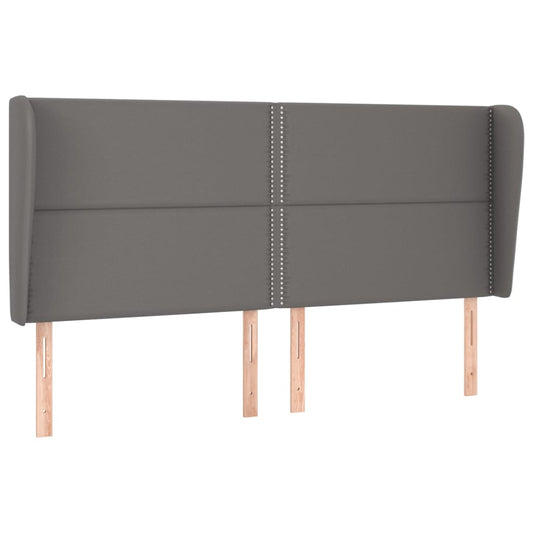 Čelo Postele Typu Ušák Tmavě Šedá 203X23X118/128 Cm Umělá Kůže