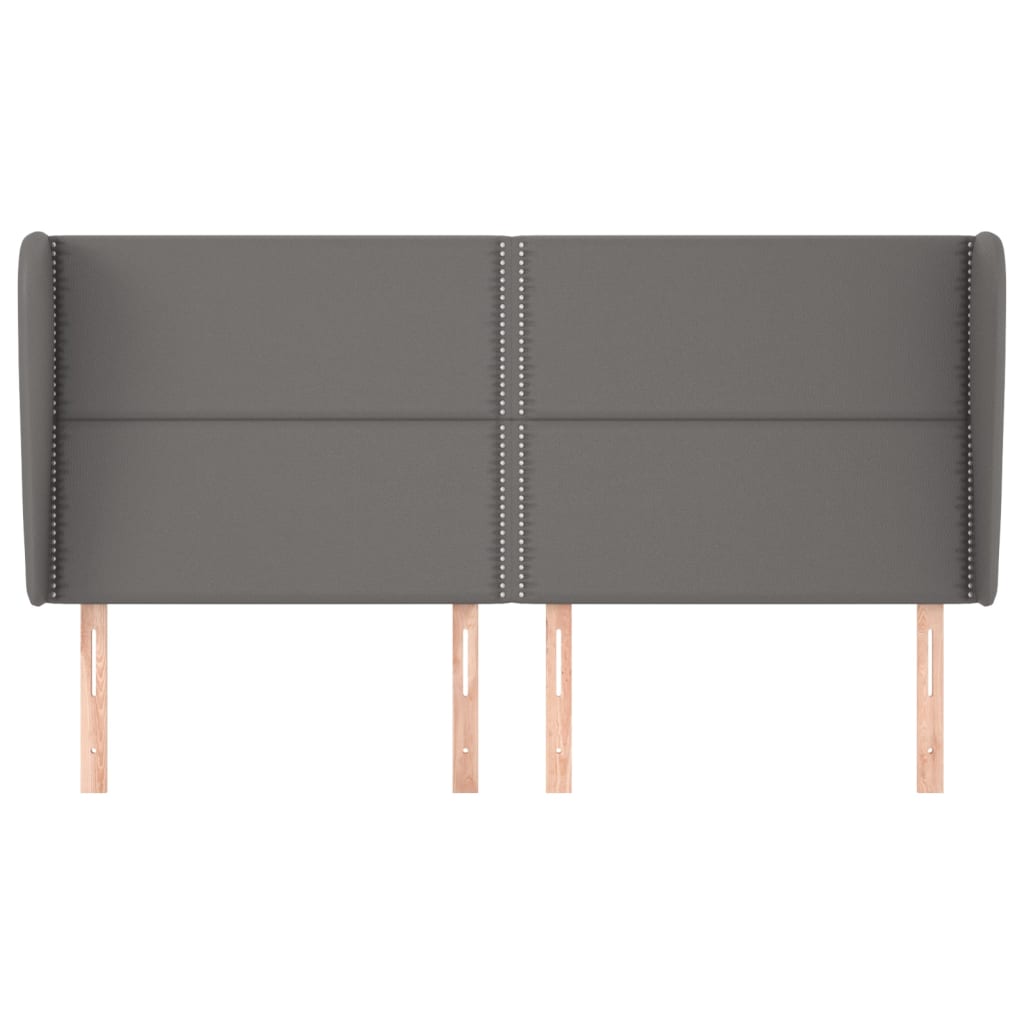Čelo Postele Typu Ušák Tmavě Šedá 203X23X118/128 Cm Umělá Kůže
