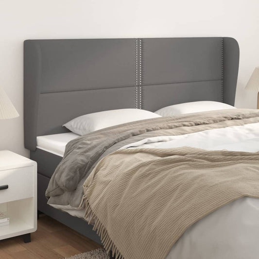 Čelo Postele Typu Ušák Tmavě Šedá 203X23X118/128 Cm Umělá Kůže