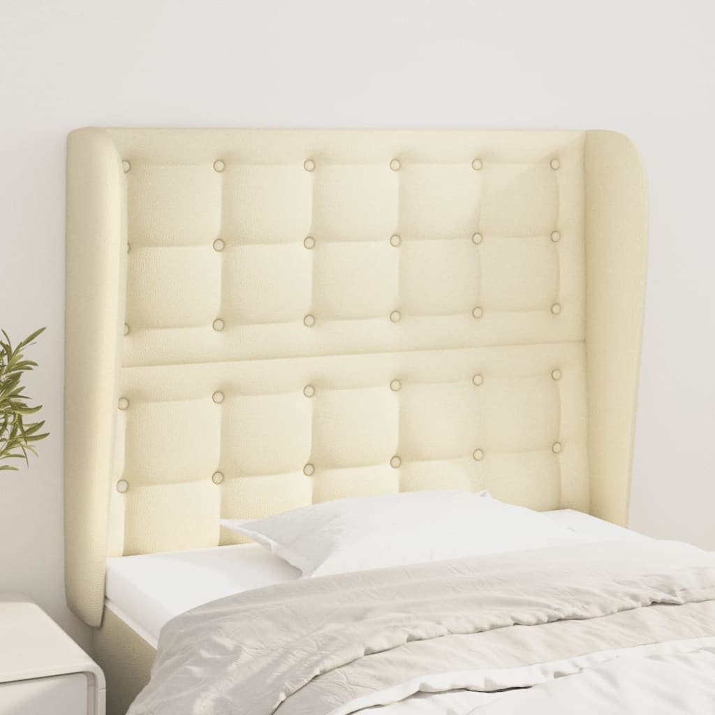 Čelo Postele Typu Ušák Krémové 83 X 23 X 118/128 Cm Umělá Kůže