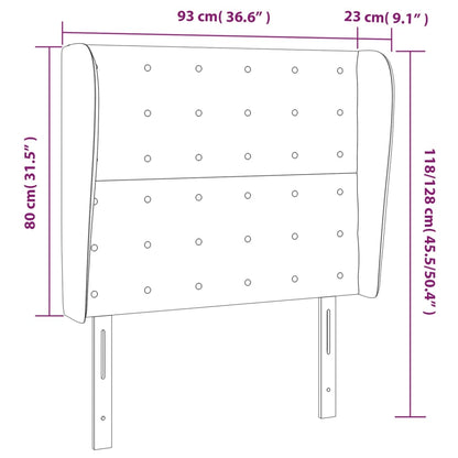 Čelo Postele Typu Ušák Krémové 93 X 23 X 118/128 Cm Umělá Kůže