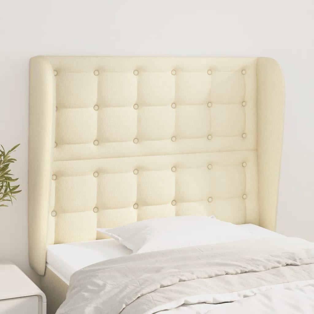 Čelo Postele Typu Ušák Krémové 103 X 23 X 118/128 Cm Umělá Kůže