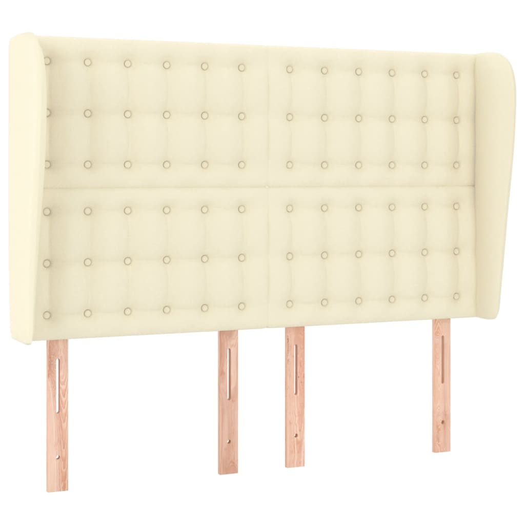 Čelo Postele Typu Ušák Krémové 147 X 23 X 118/128 Cm Umělá Kůže
