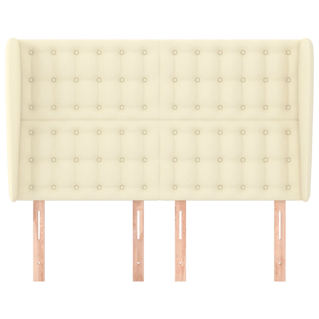 Čelo Postele Typu Ušák Krémové 147 X 23 X 118/128 Cm Umělá Kůže