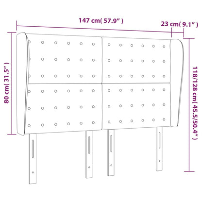 Čelo Postele Typu Ušák Krémové 147 X 23 X 118/128 Cm Umělá Kůže