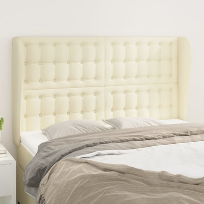 Čelo Postele Typu Ušák Krémové 147 X 23 X 118/128 Cm Umělá Kůže