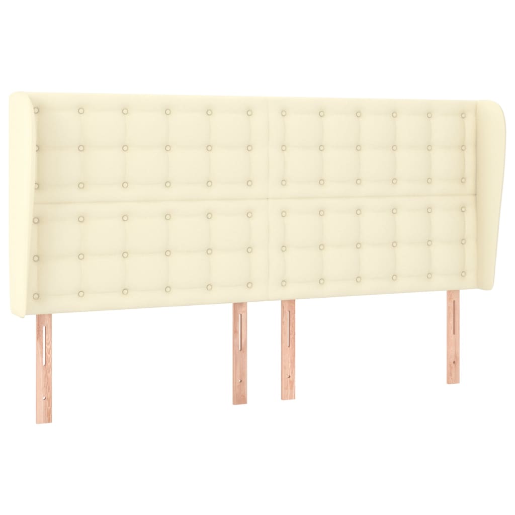 Čelo Postele Typu Ušák Krémové 163 X 23 X 118/128 Cm Umělá Kůže