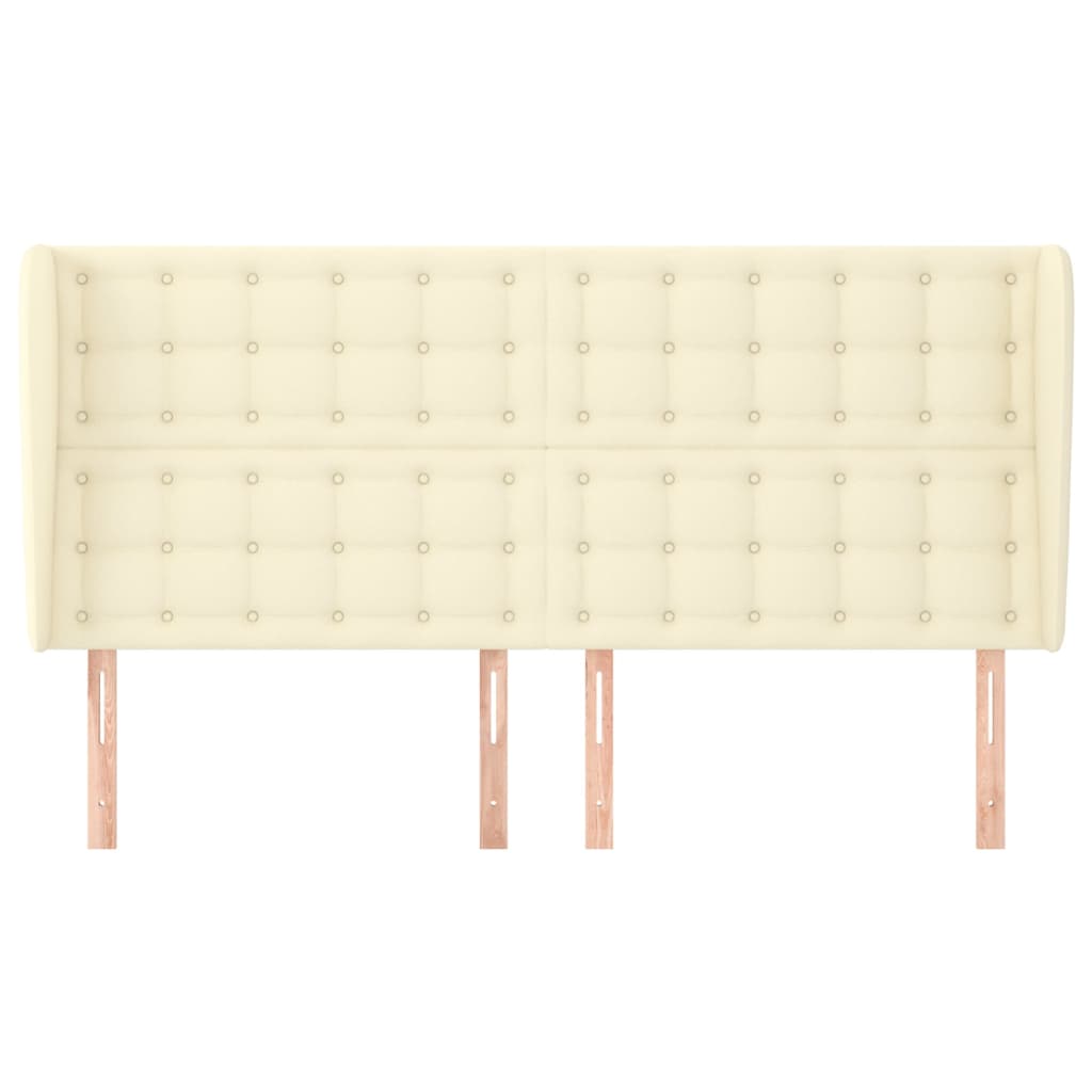 Čelo Postele Typu Ušák Krémové 163 X 23 X 118/128 Cm Umělá Kůže