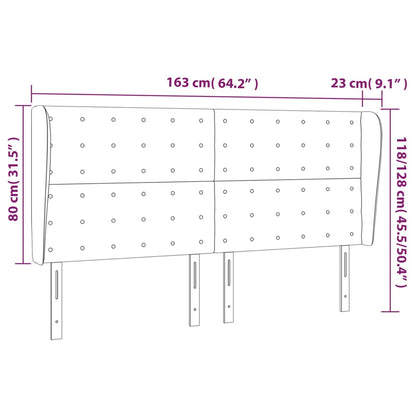 Čelo Postele Typu Ušák Krémové 163 X 23 X 118/128 Cm Umělá Kůže