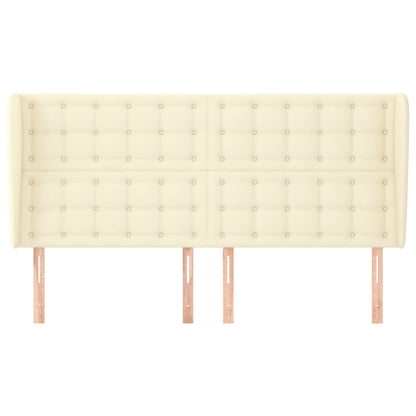 Čelo Postele Typu Ušák Krémové 203 X 23 X 118/128 Cm Umělá Kůže