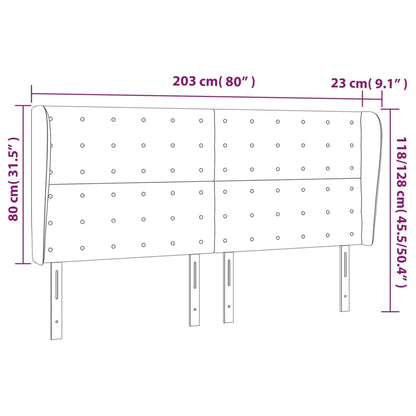 Čelo Postele Typu Ušák Krémové 203 X 23 X 118/128 Cm Umělá Kůže