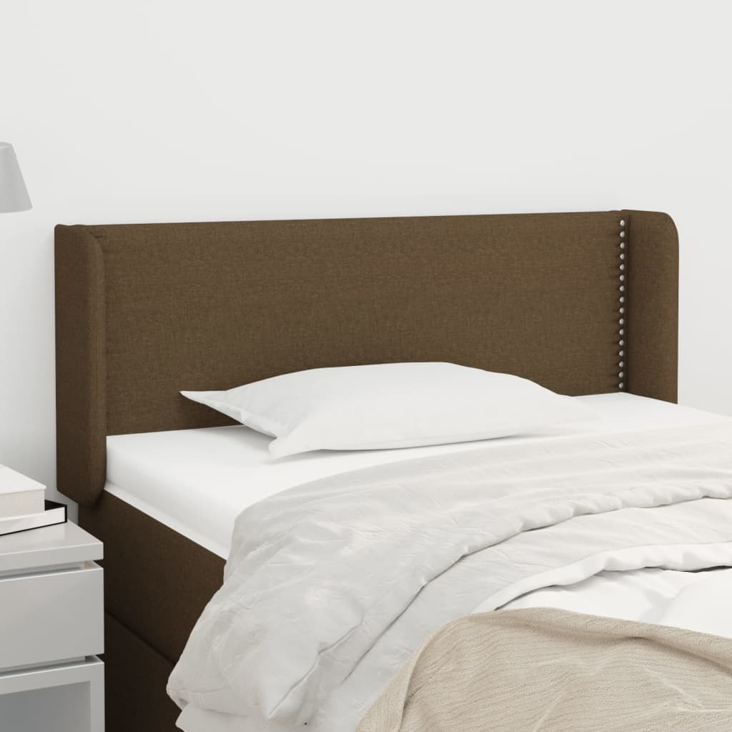 Čelo Postele Typu Ušák Tmavě Hnědé 103X16X78/88 Cm Textil