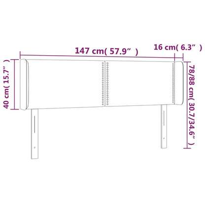 Čelo Postele Typu Ušák Světle Šedé 147X16X78/88 Cm Textil