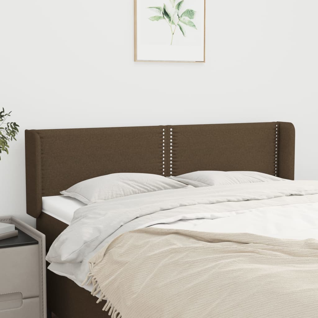 Čelo Postele Typu Ušák Tmavě Hnědé 147X16X78/88 Cm Textil