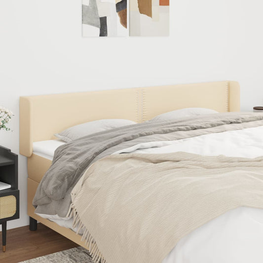 Čelo Postele Typu Ušák Krémové 183X16X78/88 Cm Textil