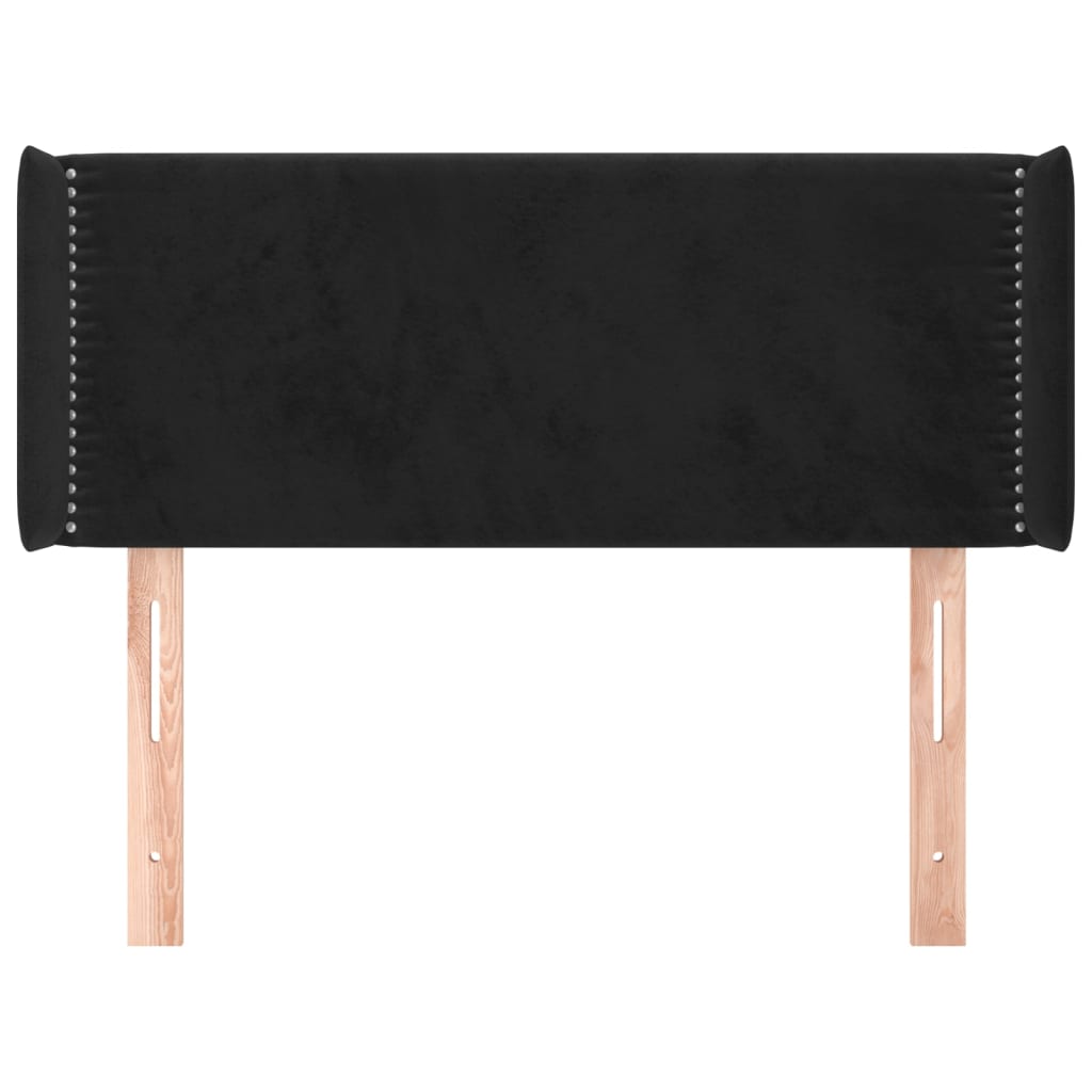 Čelo Postele Typu Ušák Černé 103 X 16 X 78/88 Cm Samet