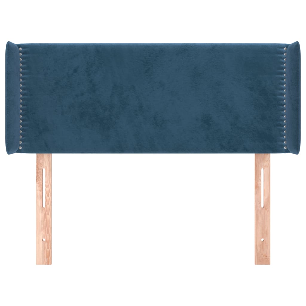 Čelo Postele Typu Ušák Tmavě Modrá 103X16X78/88 Cm Samet