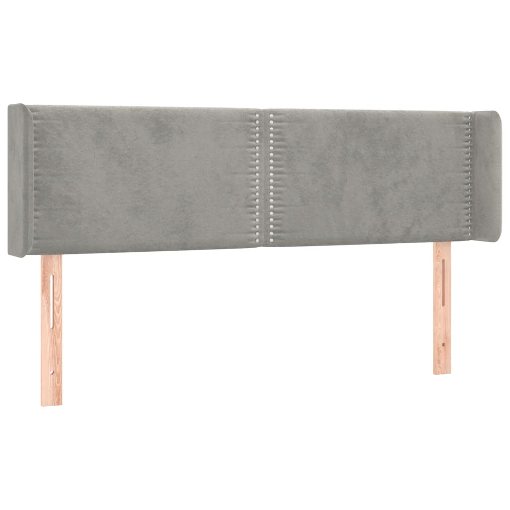 Čelo Postele Typu Ušák Světle Šedé 147X16X78/88 Cm Samet