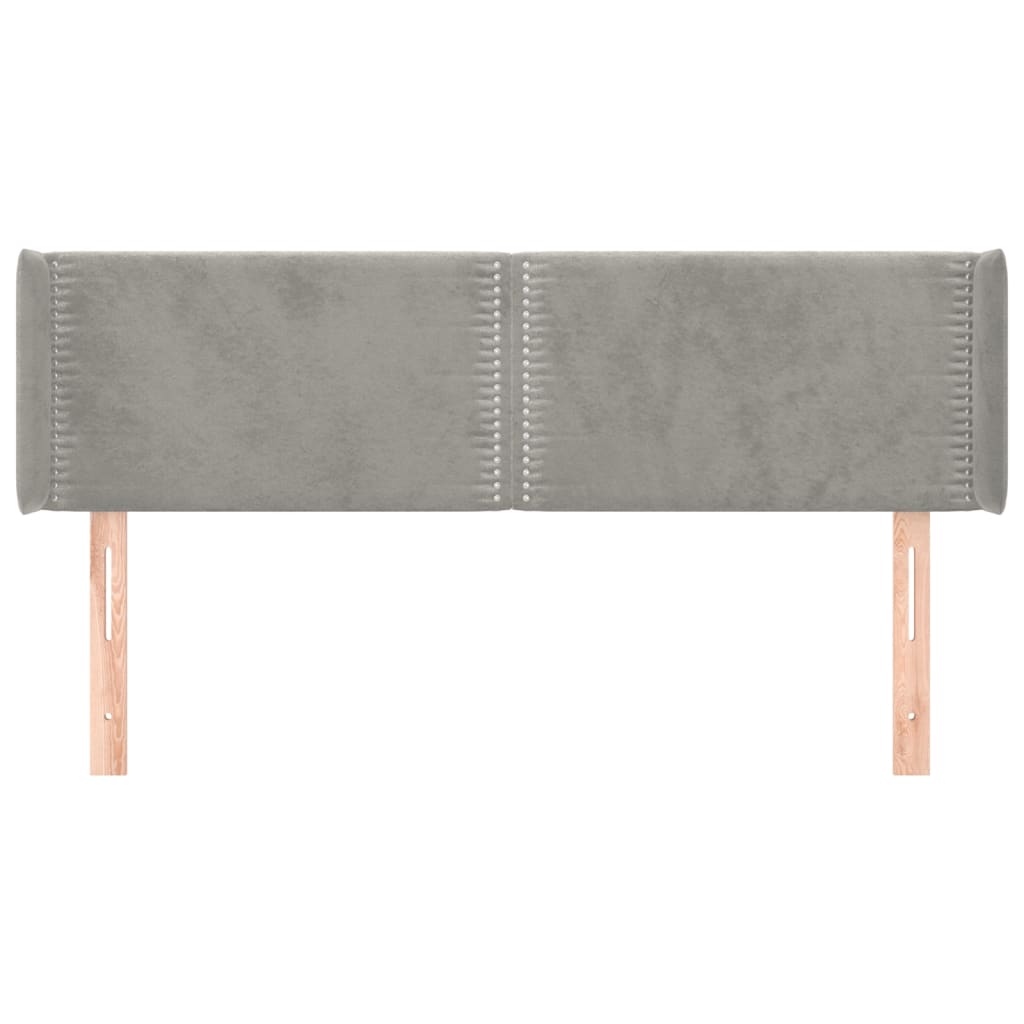 Čelo Postele Typu Ušák Světle Šedé 147X16X78/88 Cm Samet