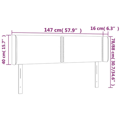 Čelo Postele Typu Ušák Světle Šedé 147X16X78/88 Cm Samet