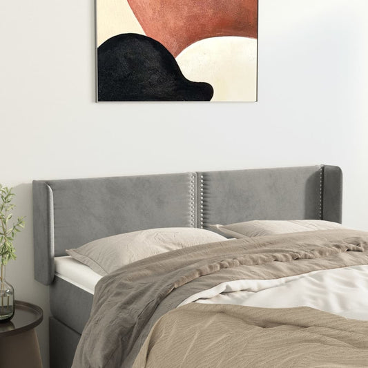 Čelo Postele Typu Ušák Světle Šedé 147X16X78/88 Cm Samet