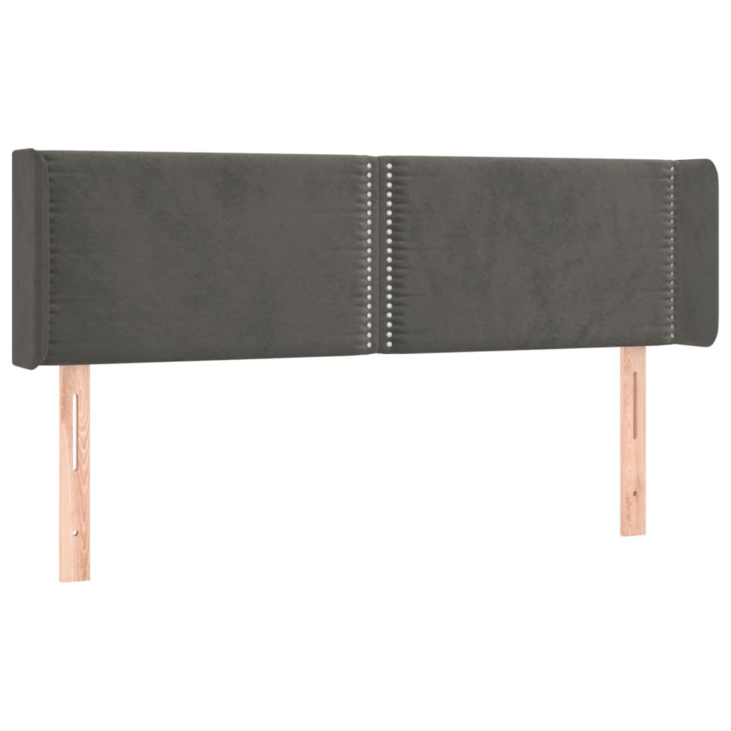 Čelo Postele Typu Ušák Tmavě Šedé 147X16X78/88 Cm Samet