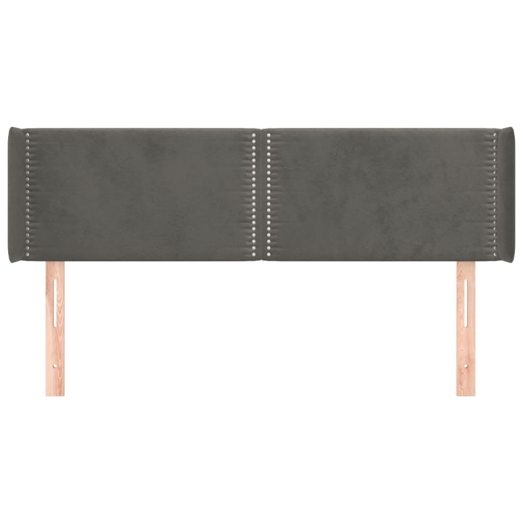 Čelo Postele Typu Ušák Tmavě Šedé 147X16X78/88 Cm Samet