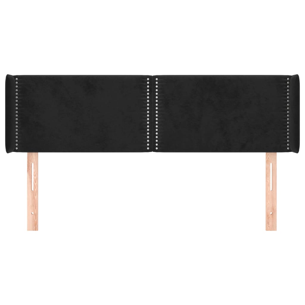 Čelo Postele Typu Ušák Černé 147X16X78/88 Cm Samet