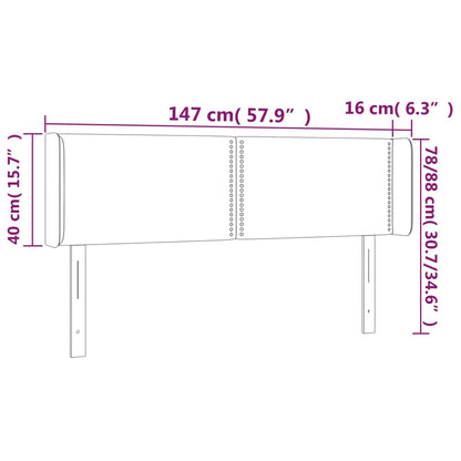 Čelo Postele Typu Ušák Černé 147X16X78/88 Cm Samet
