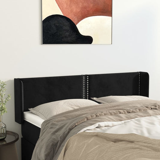 Čelo Postele Typu Ušák Černé 147X16X78/88 Cm Samet