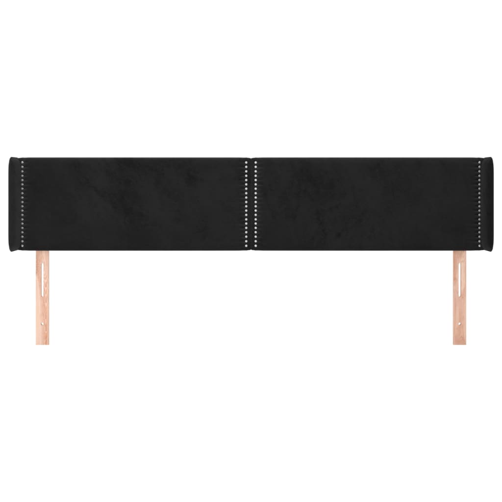 Čelo Postele Typu Ušák Černé 163X16X78/88 Cm Samet