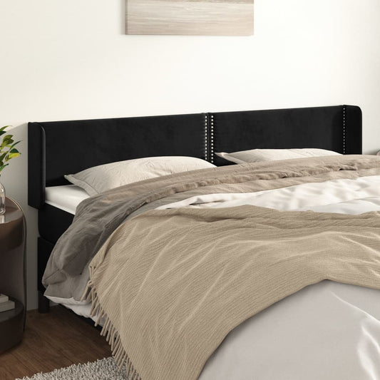 Čelo Postele Typu Ušák Černé 163X16X78/88 Cm Samet
