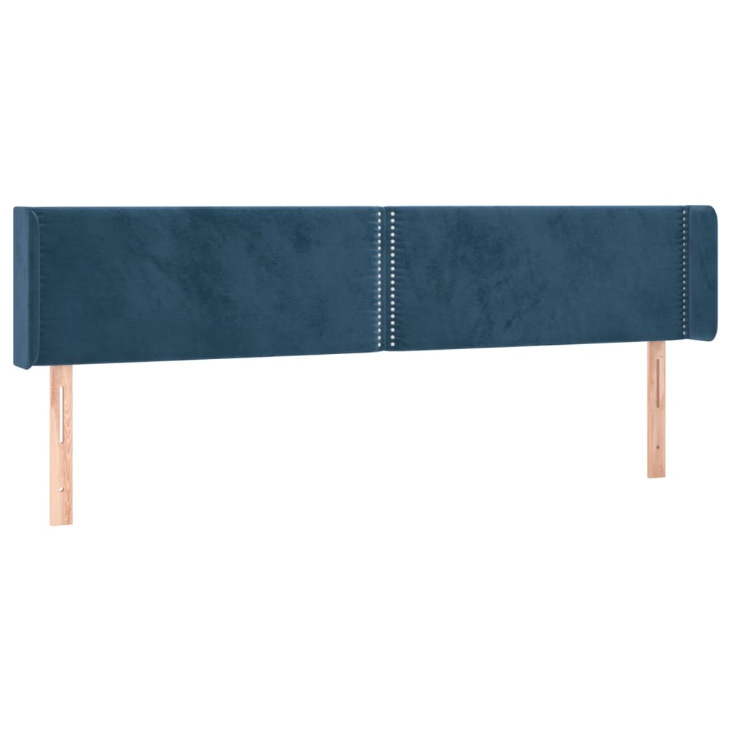 Čelo Postele Typu Ušák Tmavě Modrá 163X16X78/88 Cm Samet