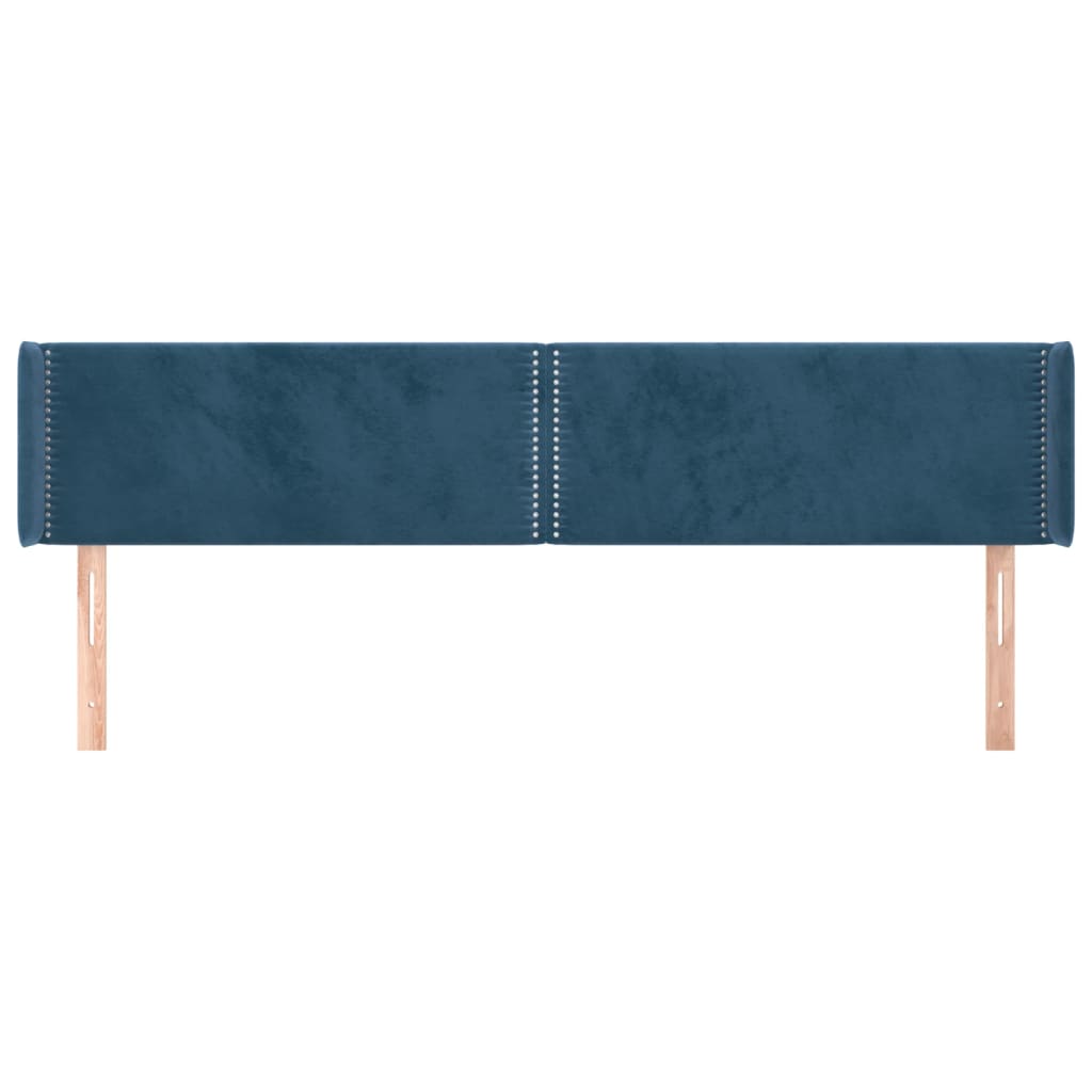 Čelo Postele Typu Ušák Tmavě Modrá 163X16X78/88 Cm Samet