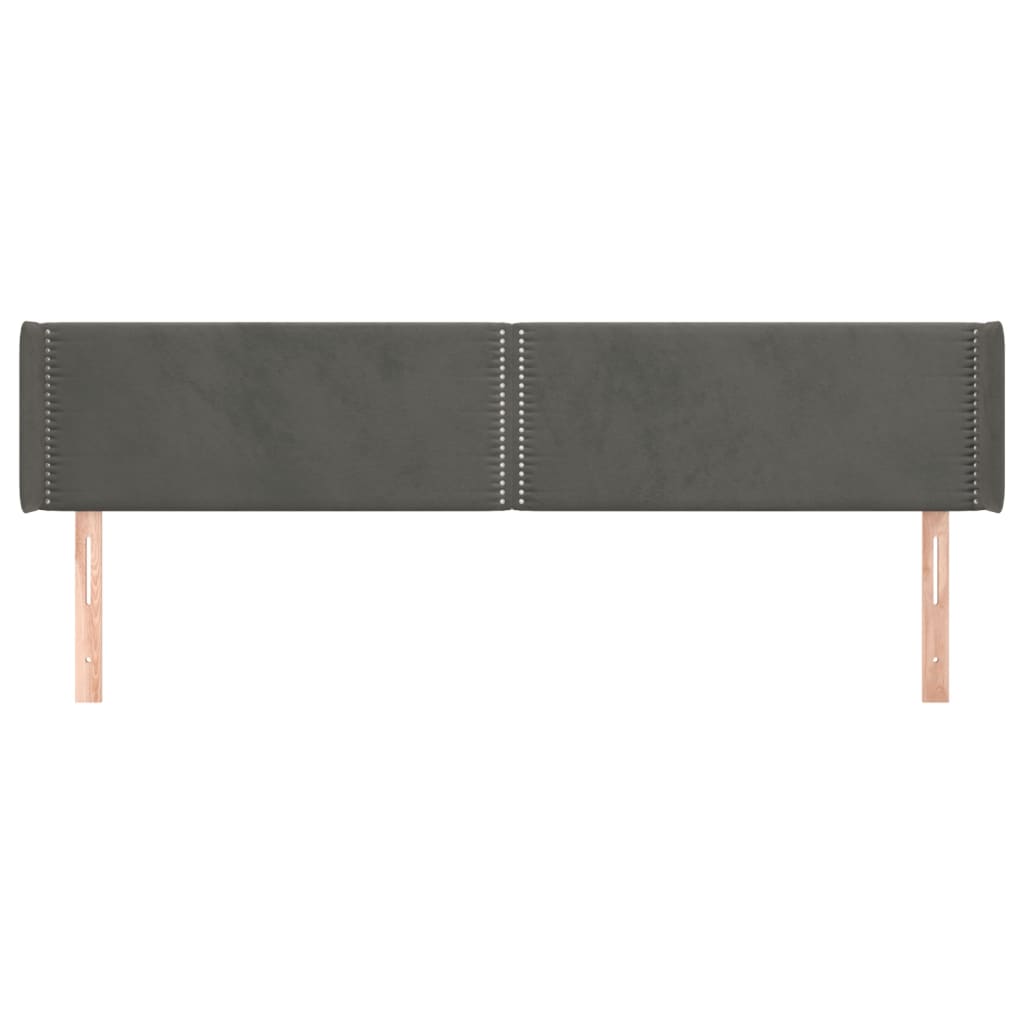 Čelo Postele Typu Ušák Tmavě Šedé 183X16X78/88 Cm Samet
