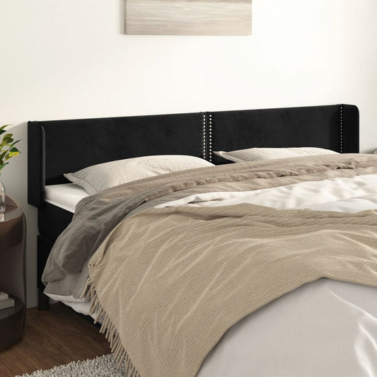 Čelo Postele Typu Ušák Černé 183X16X78/88 Cm Samet