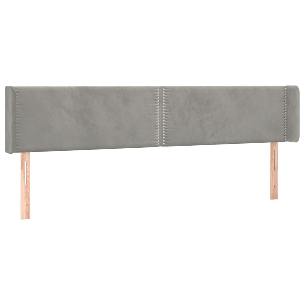 Čelo Postele Typu Ušák Světle Šedé 203X16X78/88 Cm Samet