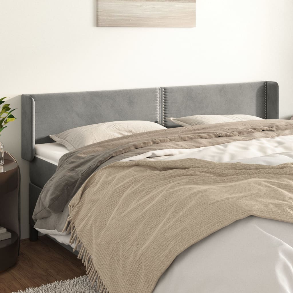 Čelo Postele Typu Ušák Světle Šedé 203X16X78/88 Cm Samet