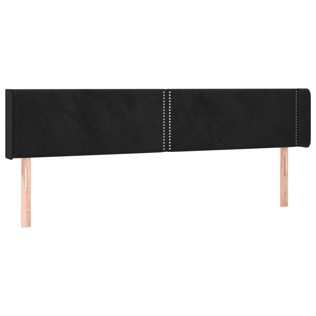 Čelo Postele Typu Ušák Černé 203X16X78/88 Cm Samet