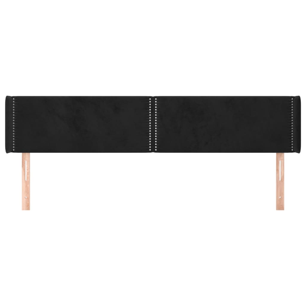 Čelo Postele Typu Ušák Černé 203X16X78/88 Cm Samet