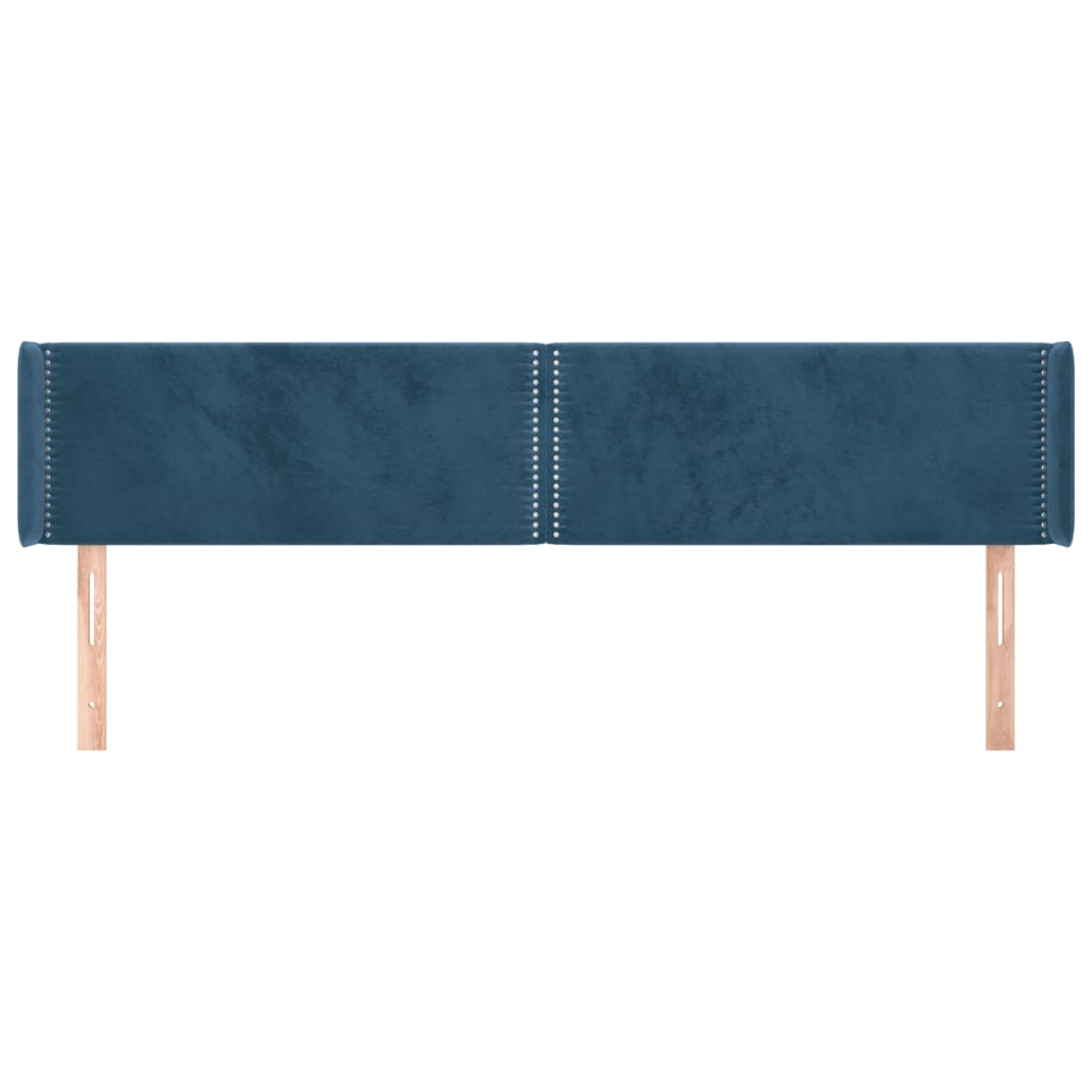 Čelo Postele Typu Ušák Tmavě Modrá 203X16X78/88 Cm Samet