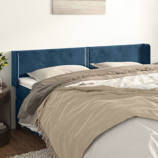 Čelo Postele Typu Ušák Tmavě Modrá 203X16X78/88 Cm Samet