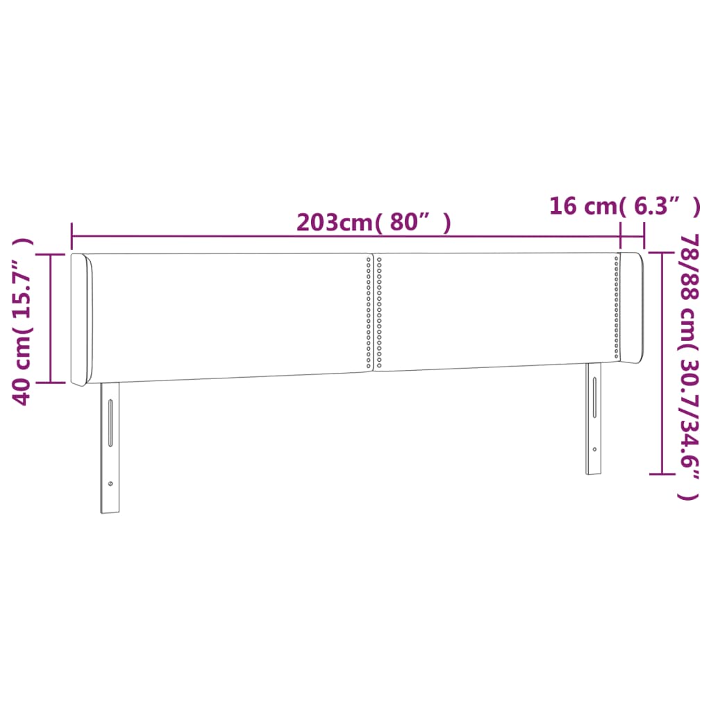 Čelo Postele Typu Ušák Růžová 203X16X78/88 Cm Samet