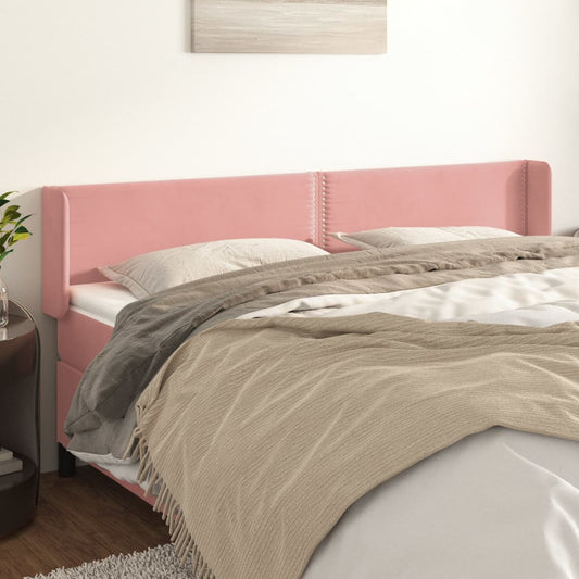 Čelo Postele Typu Ušák Růžová 203X16X78/88 Cm Samet