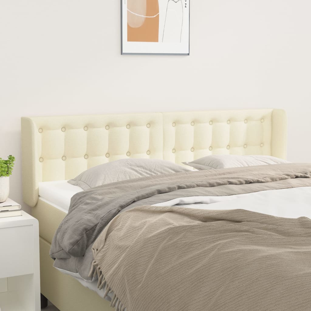 Čelo Postele Typu Ušák Krémové 147 X 16 X 78/88 Cm Umělá Kůže